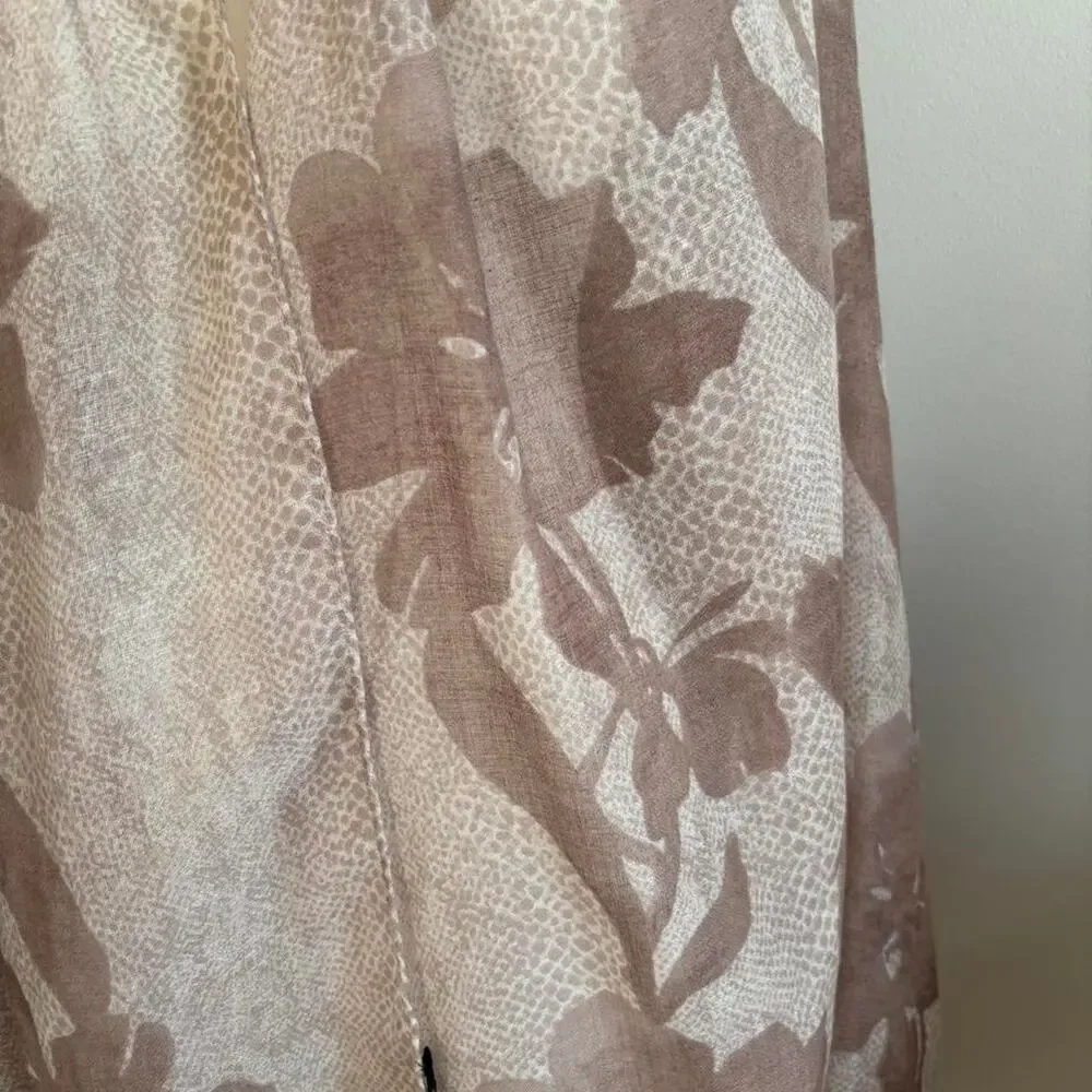 Banana Republic Taupe Floral Print Scarf